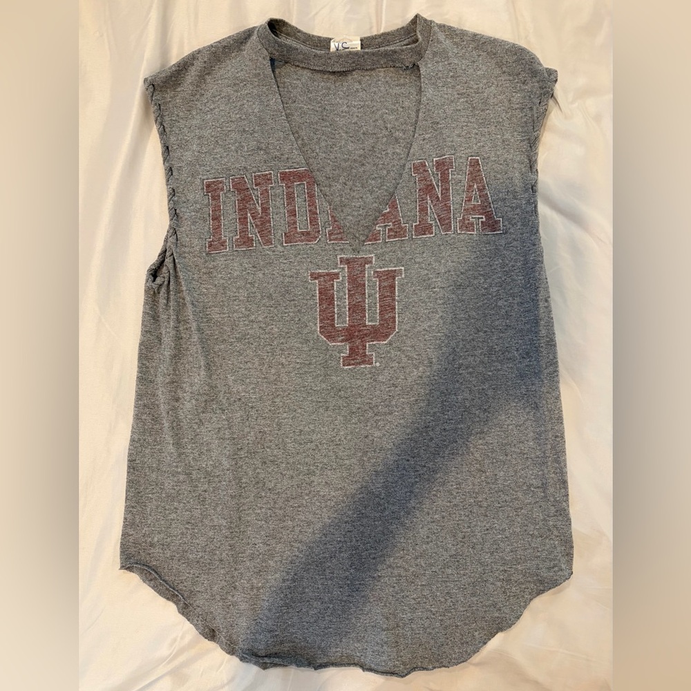 Gray Sleeveless V-Neck Indiana University Tank